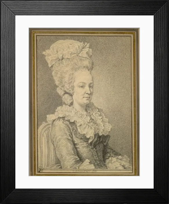 Framed Print : Half-length Portrait of a Seated Woman, 1781. Creator: Charles-Nicolas Cochin (French, 1715-1790) Framed Print : Half-length Portrait of a Seated Woman, 1781. Creator: Charles-Nicolas Cochin (French, 1715-1790)