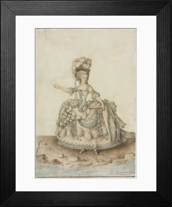 Framed Print : Costume Study for Opera Singer, 1781. Creator: Jean Michel Moreau le Jeune (French, 1741-1814)