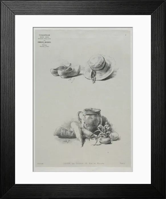 Framed Print : Course in Drawing: No. 4 - Still Life. Creator: Charles-Emile Jacque (French, 1813-1894) Framed Print : Course in Drawing: No. 4 - Still Life. Creator: Charles-Emile Jacque (French, 1813-1894)