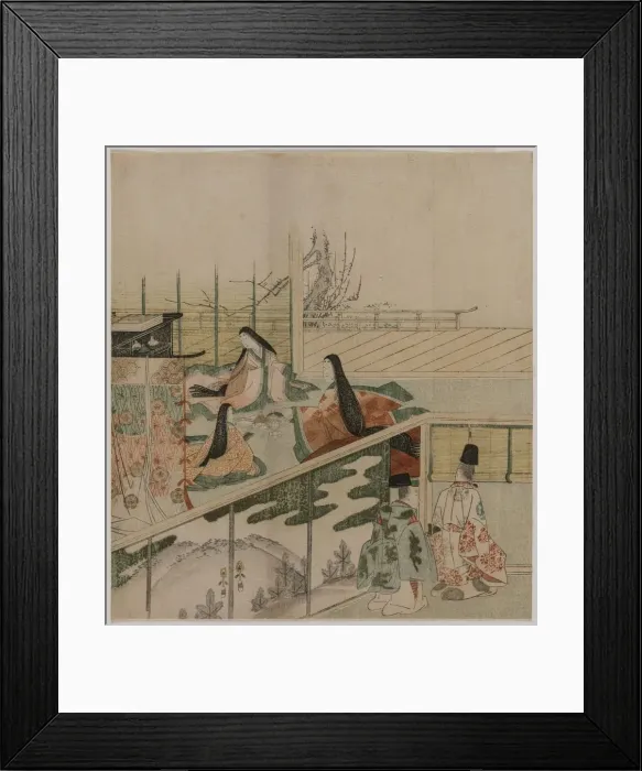 Framed Print : Court Ladies Making Dolls, 1790s. Creator: Kubo Shunman (1757-1820), attributed to Framed Print : Court Ladies Making Dolls, 1790s. Creator: Kubo Shunman (1757-1820), attributed to