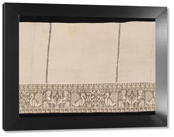 Cloth with Border of Peacocks and Vegetation, 17th-18th century. Creator: Unknown