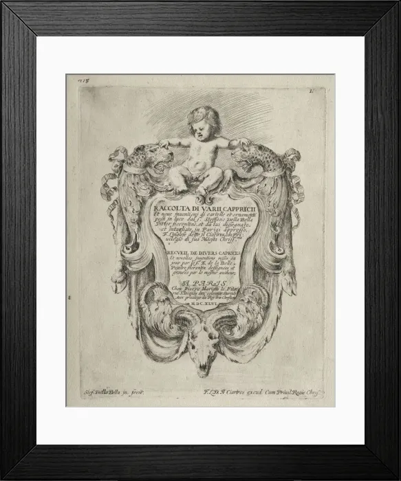 Framed Print : Collection of Various Caprices and New Designs of Cartouches and Ornaments: No 1, Title Page Framed Print : Collection of Various Caprices and New Designs of Cartouches and Ornaments: No 1, Title Page