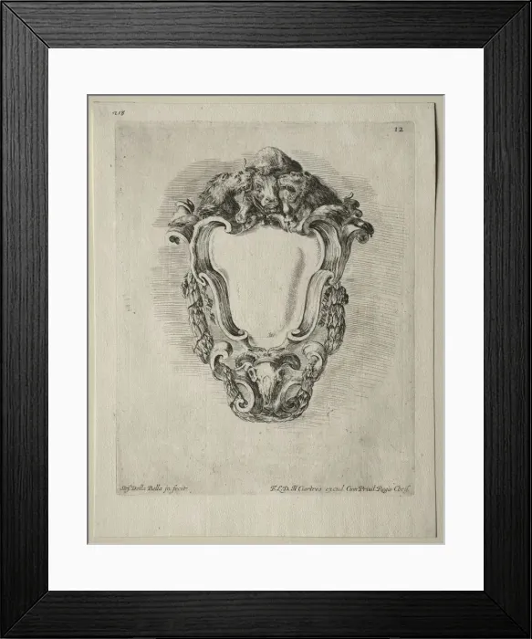 Framed Print : Collection of Various Caprices and New Designs of Cartouches and Ornaments: No 12 Framed Print : Collection of Various Caprices and New Designs of Cartouches and Ornaments: No 12