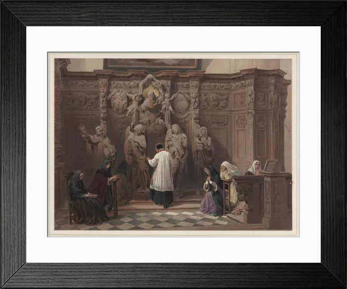 Framed Print : Confessional, Church of St. Paul, Antwerp, 1838. Creator: Louis Haghe (British, 1806-1885) Framed Print : Confessional, Church of St. Paul, Antwerp, 1838. Creator: Louis Haghe (British, 1806-1885)