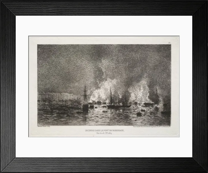 Framed Print : Conflagration in the Port of Bordeaux, 1869 Framed Print : Conflagration in the Port of Bordeaux, 1869