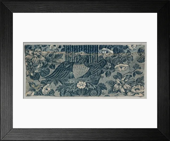Framed Print : Copperplate Printed Cotton Fragment with American Eagle, 1830 - 1840. Creator: Unknown Framed Print : Copperplate Printed Cotton Fragment with American Eagle, 1830 - 1840. Creator: Unknown