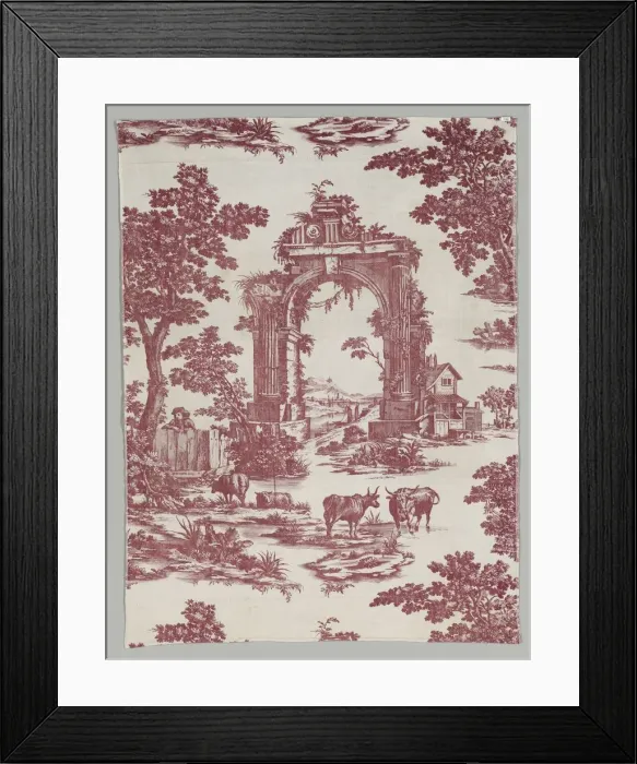 Framed Print : Copperplate Printed Cotton, 1765. Creator: John Collins (British), firm of Framed Print : Copperplate Printed Cotton, 1765. Creator: John Collins (British), firm of