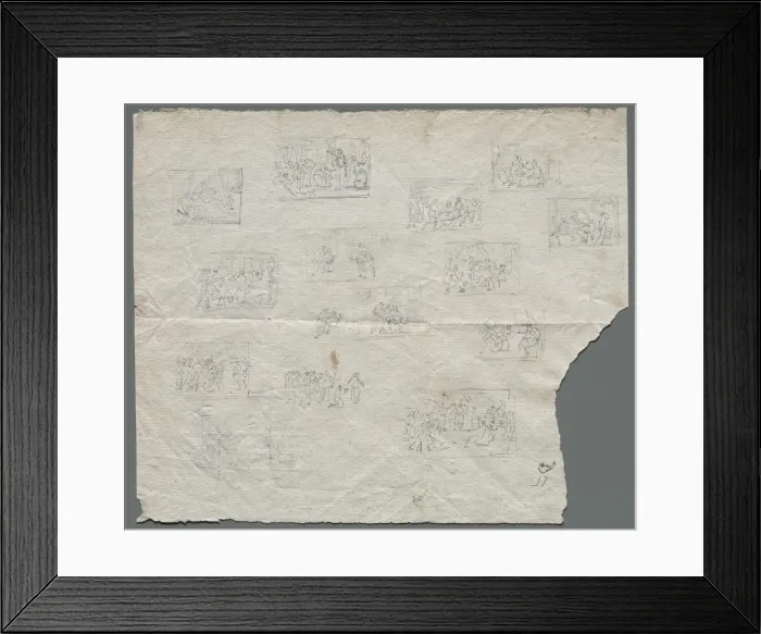 Framed Print : Compositional Sketches after Raphael and other artists (recto), c. 1800. Creator: Unknown Framed Print : Compositional Sketches after Raphael and other artists (recto), c. 1800. Creator: Unknown