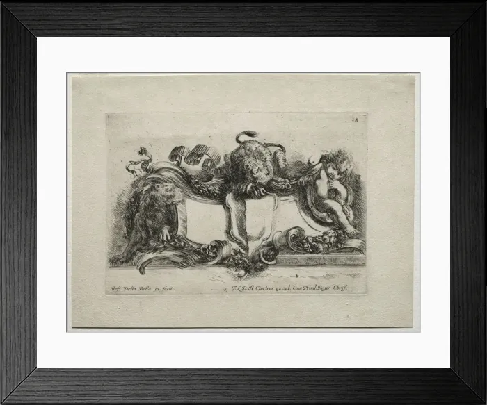 Framed Print : Collection of Various Caprices and New Designs of Cartouches and Ornaments: No 18 Framed Print : Collection of Various Caprices and New Designs of Cartouches and Ornaments: No 18