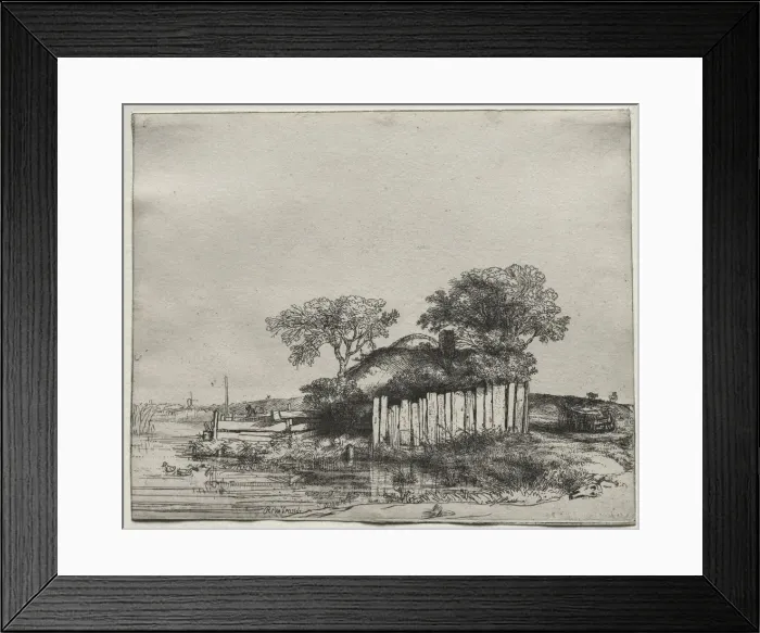 Framed Print : Cottage with a White Paling, 1648. Creator: Rembrandt van Rijn (Dutch, 1606-1669) Framed Print : Cottage with a White Paling, 1648. Creator: Rembrandt van Rijn (Dutch, 1606-1669)