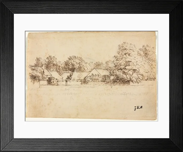 Framed Print : Cottages, 1870-1871. Creator: Jean-Francois Millet (French, 1814-1875) Framed Print : Cottages, 1870-1871. Creator: Jean-Francois Millet (French, 1814-1875)