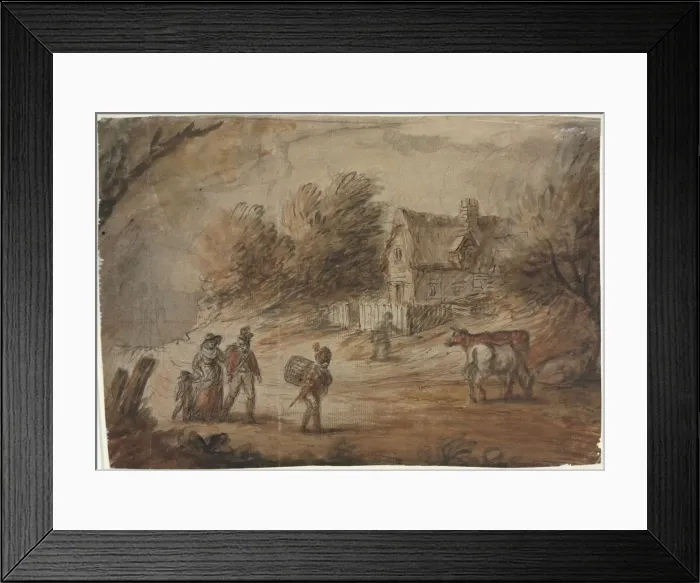 Framed Print : Country Scene with Soldiers. Creator: Henry William Bunbury (British, 1750-1811) Framed Print : Country Scene with Soldiers. Creator: Henry William Bunbury (British, 1750-1811)