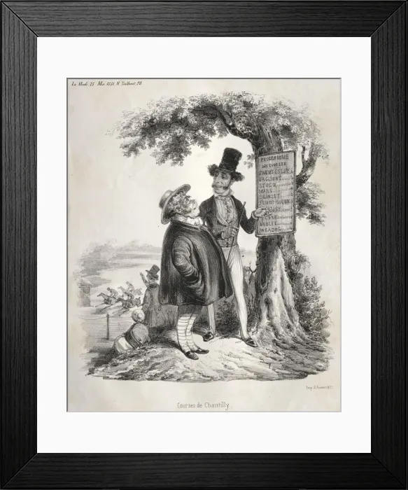 Framed Print : Courses de Chantilly, 1841. Creator: Clemente Pruche (French, 1831-1870) Framed Print : Courses de Chantilly, 1841. Creator: Clemente Pruche (French, 1831-1870)