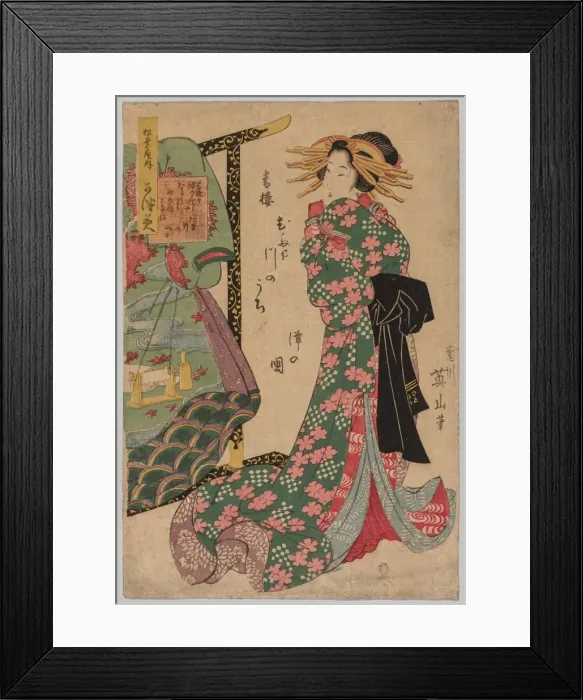 Framed Print : Courtesan Beside Kimono Rack, 1787-1867. Creator: Kikugawa Eizan (Japanese, 1787-1867) Framed Print : Courtesan Beside Kimono Rack, 1787-1867. Creator: Kikugawa Eizan (Japanese, 1787-1867)