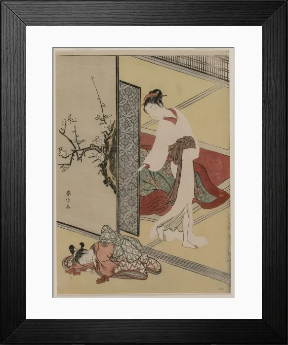 Framed Print : Courtesan and Sleeping Attendant, late 1760s. Creator: Suzuki Harunobu (Japanese, 1724-1770) Framed Print : Courtesan and Sleeping Attendant, late 1760s. Creator: Suzuki Harunobu (Japanese, 1724-1770)