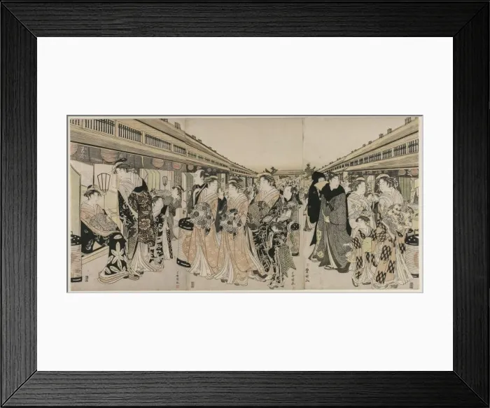 Framed Print : Courtesans Promenading on the Nakanocho, c. 1790. Creator: Utagawa Toyokuni (Japanese, 1769-1825) Framed Print : Courtesans Promenading on the Nakanocho, c. 1790. Creator: Utagawa Toyokuni (Japanese, 1769-1825)