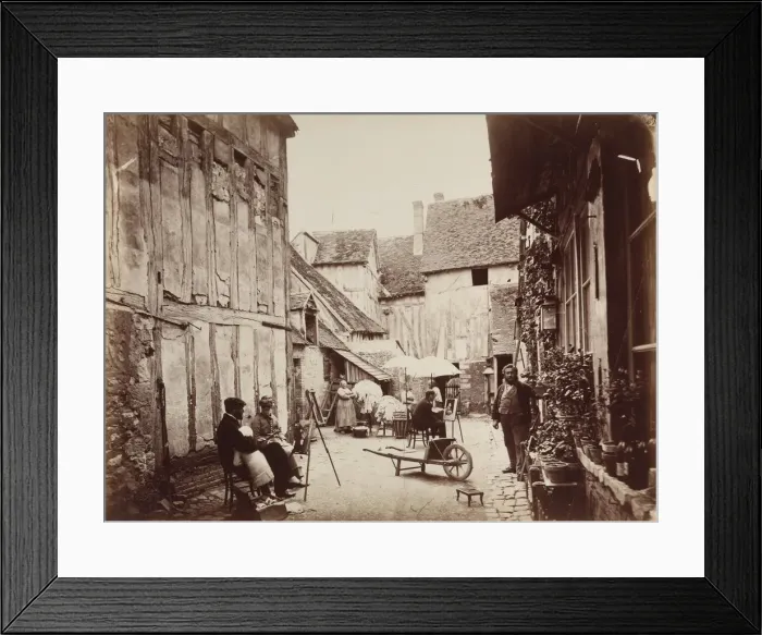 Framed Print : Courtyard with Painters, late 1860s. Creator: Unidentified Photographer Framed Print : Courtyard with Painters, late 1860s. Creator: Unidentified Photographer