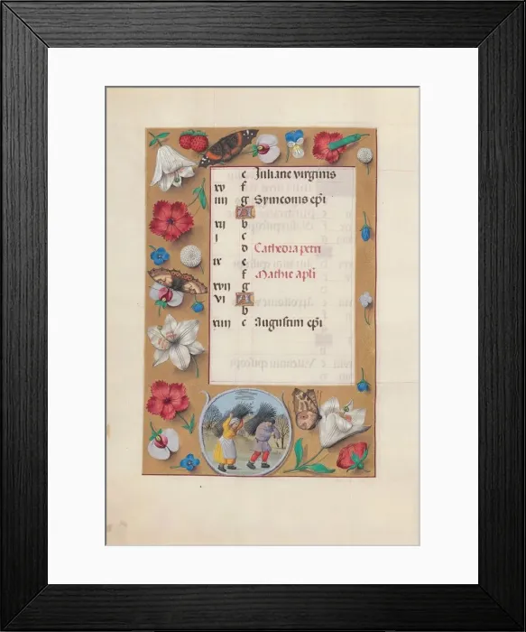 Framed Print : Hours of Queen Isabella the Catholic, Queen of Spain: Fol. 3v, February, c. 1500. Creator Framed Print : Hours of Queen Isabella the Catholic, Queen of Spain: Fol. 3v, February, c. 1500. Creator
