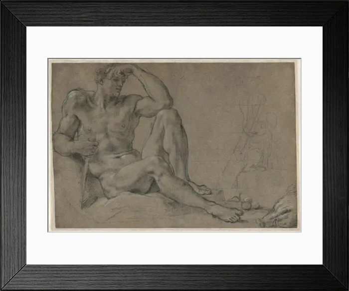 Framed Print : Hercules Resting (recto); Footed Vessel with Handle (verso), 1595-1597 Framed Print : Hercules Resting (recto); Footed Vessel with Handle (verso), 1595-1597