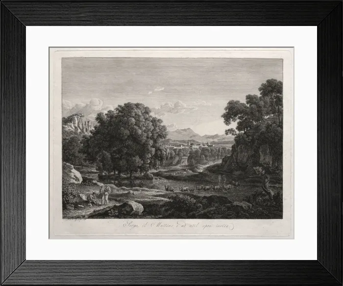Framed Print : Heroic Landscape: Cattle Crossing the River, 1795. Creator: Johann Christian Reinhart (German Framed Print : Heroic Landscape: Cattle Crossing the River, 1795. Creator: Johann Christian Reinhart (German