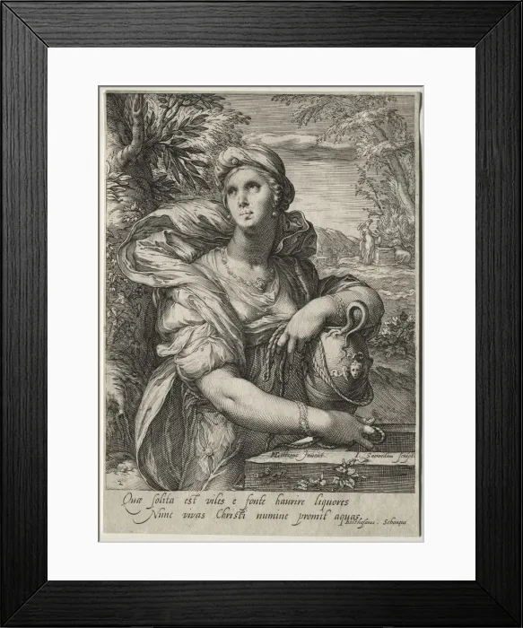 Framed Print : Heroines of the New Testament: The Woman of Samaria. Creator: Jan Saenredam (Dutch, 1565-1607) Framed Print : Heroines of the New Testament: The Woman of Samaria. Creator: Jan Saenredam (Dutch, 1565-1607)