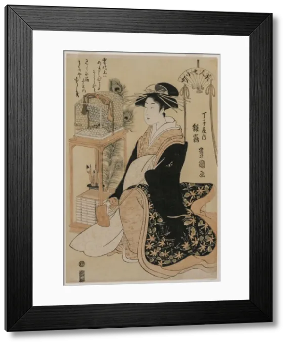 Framed Print : Hinazura of Chojiya from the series Beauties as the Seven Komachi, c. 1793-97. Creator Framed Print : Hinazura of Chojiya from the series Beauties as the Seven Komachi, c. 1793-97. Creator