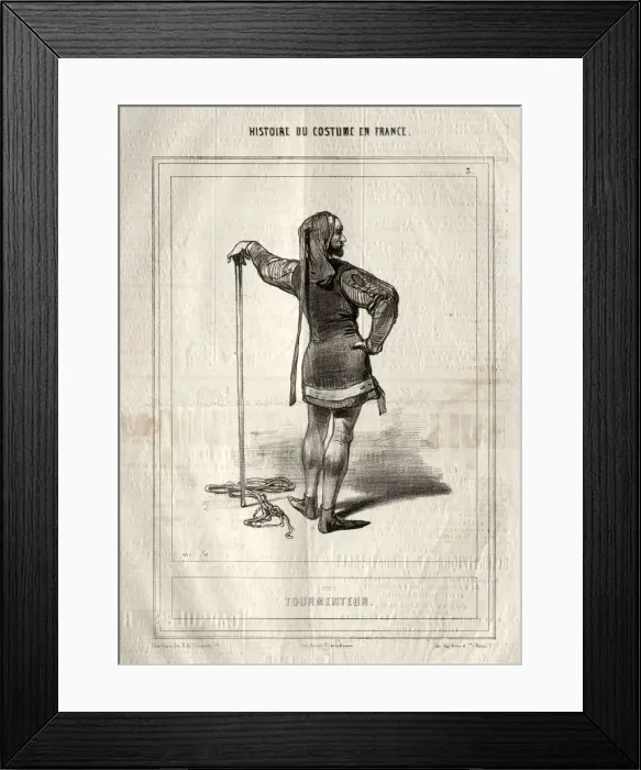 Framed Print : Histoire du Costume en France: Tourmenteur, 1843. Creator: Paul Gavarni (French, 1804-1866) Framed Print : Histoire du Costume en France: Tourmenteur, 1843. Creator: Paul Gavarni (French, 1804-1866)