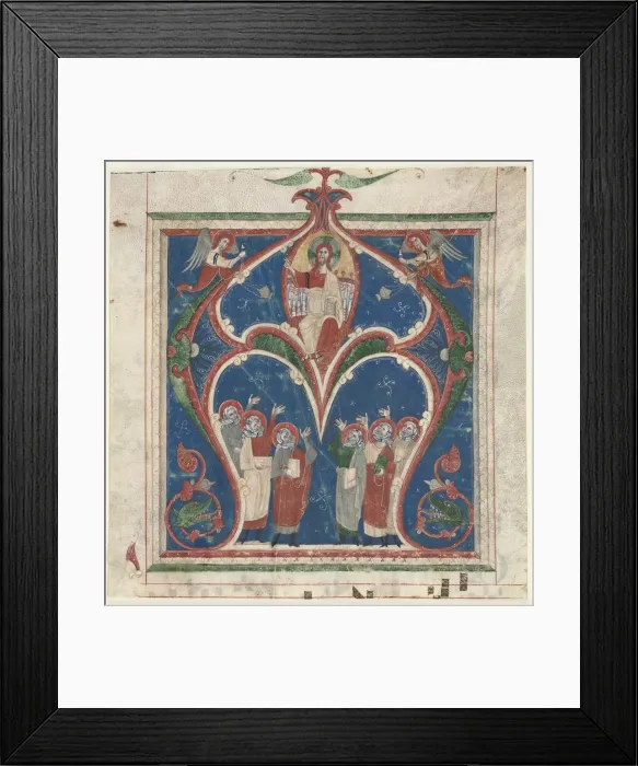 Framed Print : Historiated Initial (A) Excised from an Antiphonary: Christ in Majesty with Prophets, c Framed Print : Historiated Initial (A) Excised from an Antiphonary: Christ in Majesty with Prophets, c