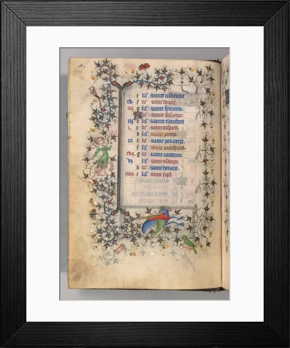Framed Print : Hours of Charles the Noble, King of Navarre (1361-1425): fol. 2v, February, c. 1405 Framed Print : Hours of Charles the Noble, King of Navarre (1361-1425): fol. 2v, February, c. 1405