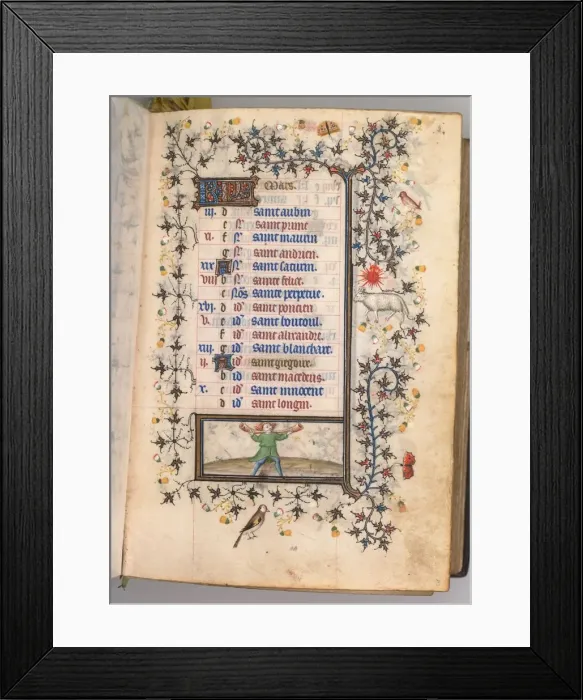 Framed Print : Hours of Charles the Noble, King of Navarre (1361-1425): fol. 3r, March, c. 1405. Creator Framed Print : Hours of Charles the Noble, King of Navarre (1361-1425): fol. 3r, March, c. 1405. Creator