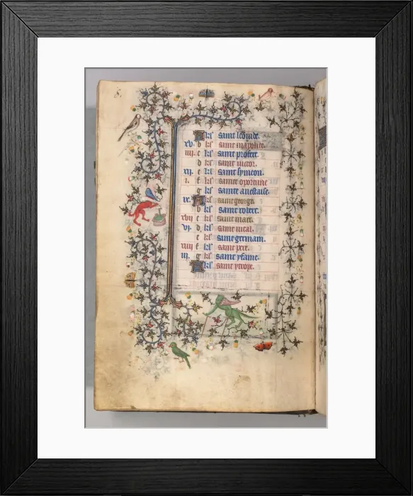 Framed Print : Hours of Charles the Noble, King of Navarre (1361-1425): fol. 4v, April, c. 1405. Creator Framed Print : Hours of Charles the Noble, King of Navarre (1361-1425): fol. 4v, April, c. 1405. Creator