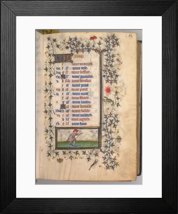 Framed Print : Hours of Charles the Noble, King of Navarre (1361-1425): fol. 6r, June, c. 1405. Creator Framed Print : Hours of Charles the Noble, King of Navarre (1361-1425): fol. 6r, June, c. 1405. Creator