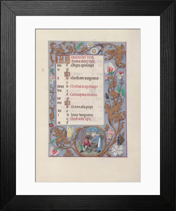 Framed Print : Hours of Queen Isabella the Catholic, Queen of Spain: Fol. 13r, December, c. 1500 Framed Print : Hours of Queen Isabella the Catholic, Queen of Spain: Fol. 13r, December, c. 1500