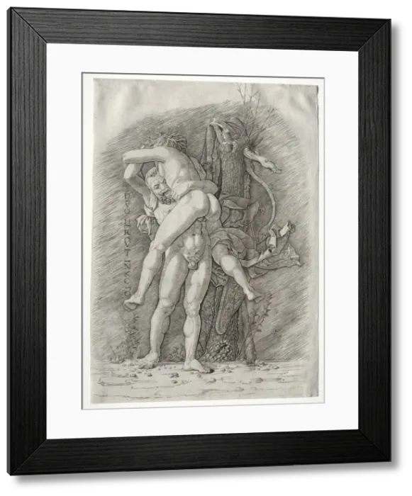 Framed Print : Hercules and Antaeus, 1400s. Creator: Andrea Mantegna (Italian, 1431-1506), school of Framed Print : Hercules and Antaeus, 1400s. Creator: Andrea Mantegna (Italian, 1431-1506), school of
