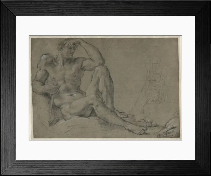 Framed Print : Hercules Resting (recto), 1595-1597. Creator: Annibale Carracci (Italian, c. 1560-1609) Framed Print : Hercules Resting (recto), 1595-1597. Creator: Annibale Carracci (Italian, c. 1560-1609)