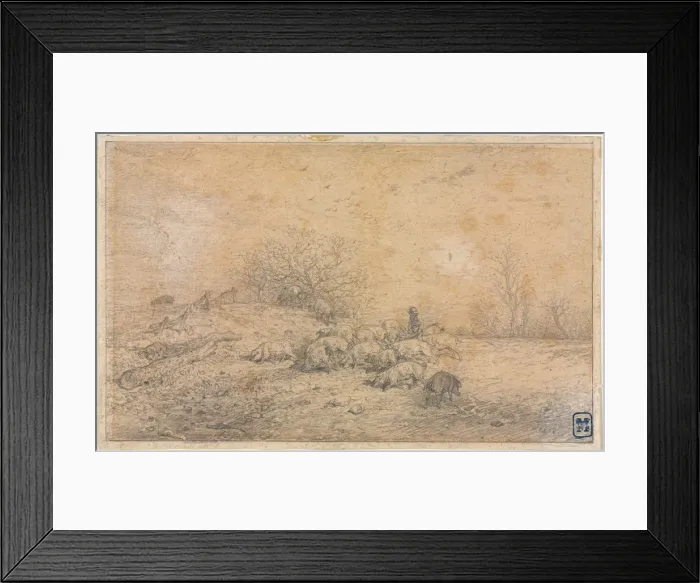 Framed Print : Herd of Pigs, c. 1845. Creator: Charles-Emile Jacque (French, 1813-1894) Framed Print : Herd of Pigs, c. 1845. Creator: Charles-Emile Jacque (French, 1813-1894)