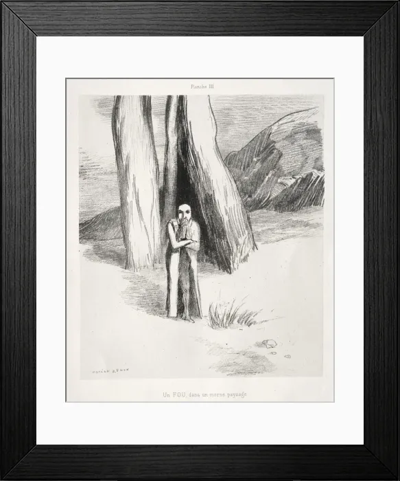 Framed Print : Homage to Goya: A Madman in a Dismal Landscape, 1885. Creator: Odilon Redon (French Framed Print : Homage to Goya: A Madman in a Dismal Landscape, 1885. Creator: Odilon Redon (French