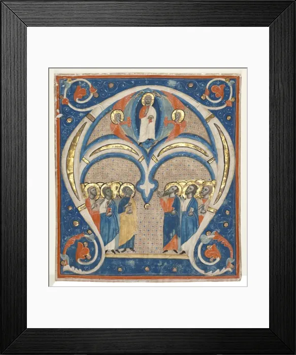 Framed Print : Historiated Initial (A) Excised from a Responsorial: Christ in Majesty with Saints, c Framed Print : Historiated Initial (A) Excised from a Responsorial: Christ in Majesty with Saints, c