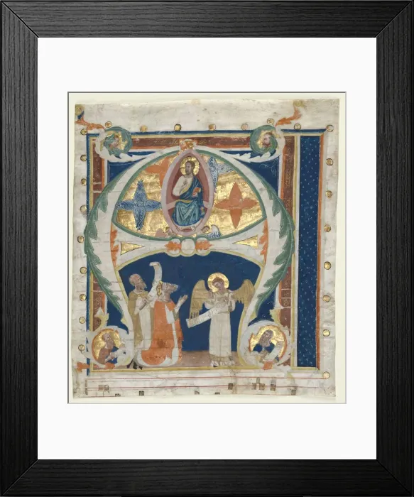 Framed Print : Historiated Initial (A) Excised from a Gradual: Christ in Majesty with King David Framed Print : Historiated Initial (A) Excised from a Gradual: Christ in Majesty with King David