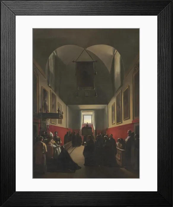 Framed Print : Homage to a Bishop, 1839. Creator: Francois Marius Granet (French, 1775-1849)