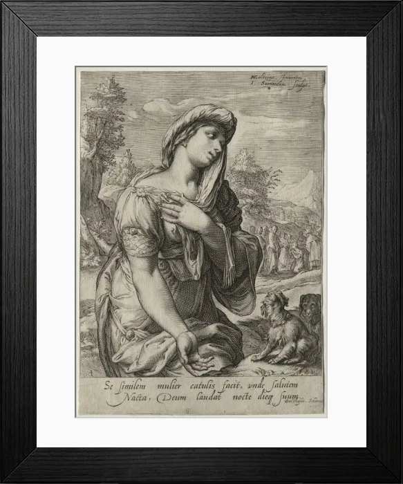 Framed Print : Heroines of the New Testament: The Canaanite. Creator: Jan Saenredam (Dutch, 1565-1607) Framed Print : Heroines of the New Testament: The Canaanite. Creator: Jan Saenredam (Dutch, 1565-1607)