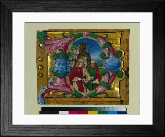 Framed Print : Historiated Initial (D) Excised from a Choir Book: Two Martyr Saints, c. 1500-1510 Framed Print : Historiated Initial (D) Excised from a Choir Book: Two Martyr Saints, c. 1500-1510