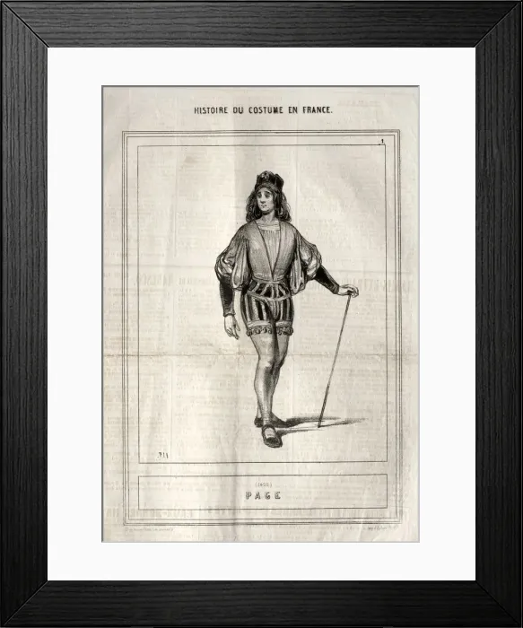 Framed Print : Historique du Costume en France: Page, 1843. Creator: Paul Gavarni (French, 1804-1866) Framed Print : Historique du Costume en France: Page, 1843. Creator: Paul Gavarni (French, 1804-1866)