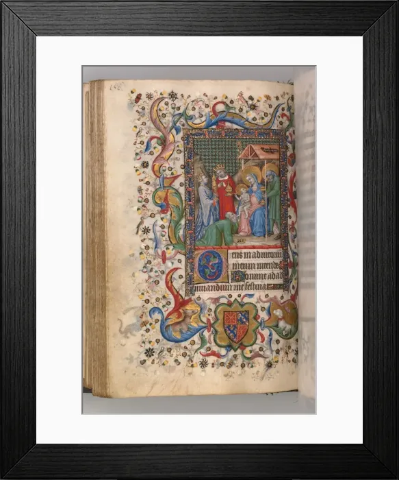 Framed Print : Hours of Charles the Noble, King of Navarre (1361-1425): fol. 78v, Adoration of the Magi (Sext), c Framed Print : Hours of Charles the Noble, King of Navarre (1361-1425): fol. 78v, Adoration of the Magi (Sext), c