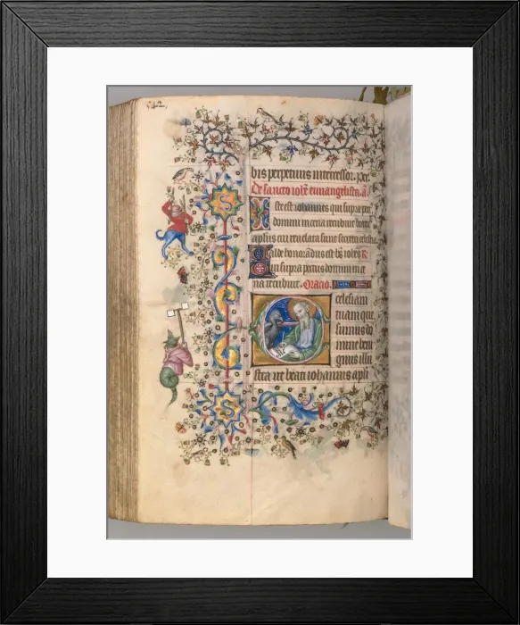 Framed Print : Hours of Charles the Noble, King of Navarre (1361-1425): fol. 265v, St. John the Evangelist, c Framed Print : Hours of Charles the Noble, King of Navarre (1361-1425): fol. 265v, St. John the Evangelist, c