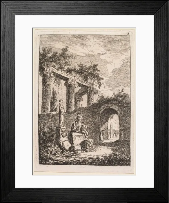Framed Print : Evenings in Rome: The Statue in Front of Ruins, 1763-1764. Creator: Hubert Robert (French Framed Print : Evenings in Rome: The Statue in Front of Ruins, 1763-1764. Creator: Hubert Robert (French