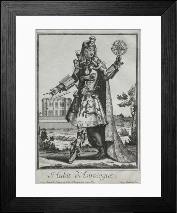 Framed Print : Fanciful Costumes: Costume of the Astrologer, c. 1690. Creator: Nicolas de Larmessin II (French Framed Print : Fanciful Costumes: Costume of the Astrologer, c. 1690. Creator: Nicolas de Larmessin II (French
