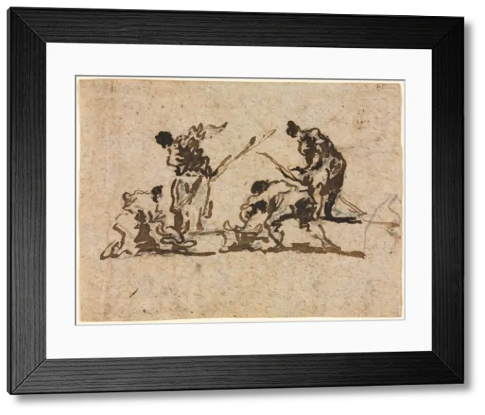 Framed Print : Farmers and Fisherman Working, 18th century. Creator: Francesco Guardi (Italian, 1712-1793) Framed Print : Farmers and Fisherman Working, 18th century. Creator: Francesco Guardi (Italian, 1712-1793)