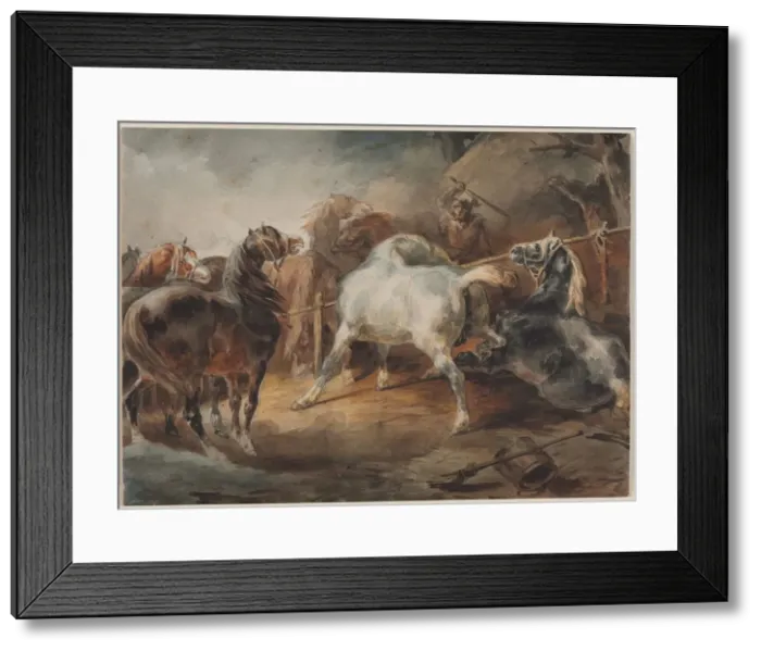 Framed Print : Fighting Horses, c. 1820. Creator: Theodore Gericault (French, 1791-1824) Framed Print : Fighting Horses, c. 1820. Creator: Theodore Gericault (French, 1791-1824)