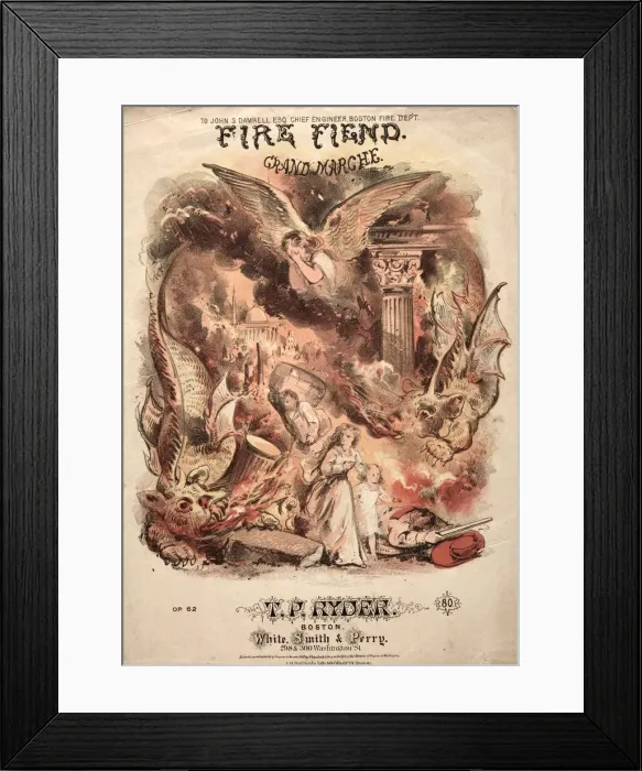 Framed Print : Fire Fiend - Sheet Music Cover. Creator: Winslow Homer (American, 1836-1910) Framed Print : Fire Fiend - Sheet Music Cover. Creator: Winslow Homer (American, 1836-1910)